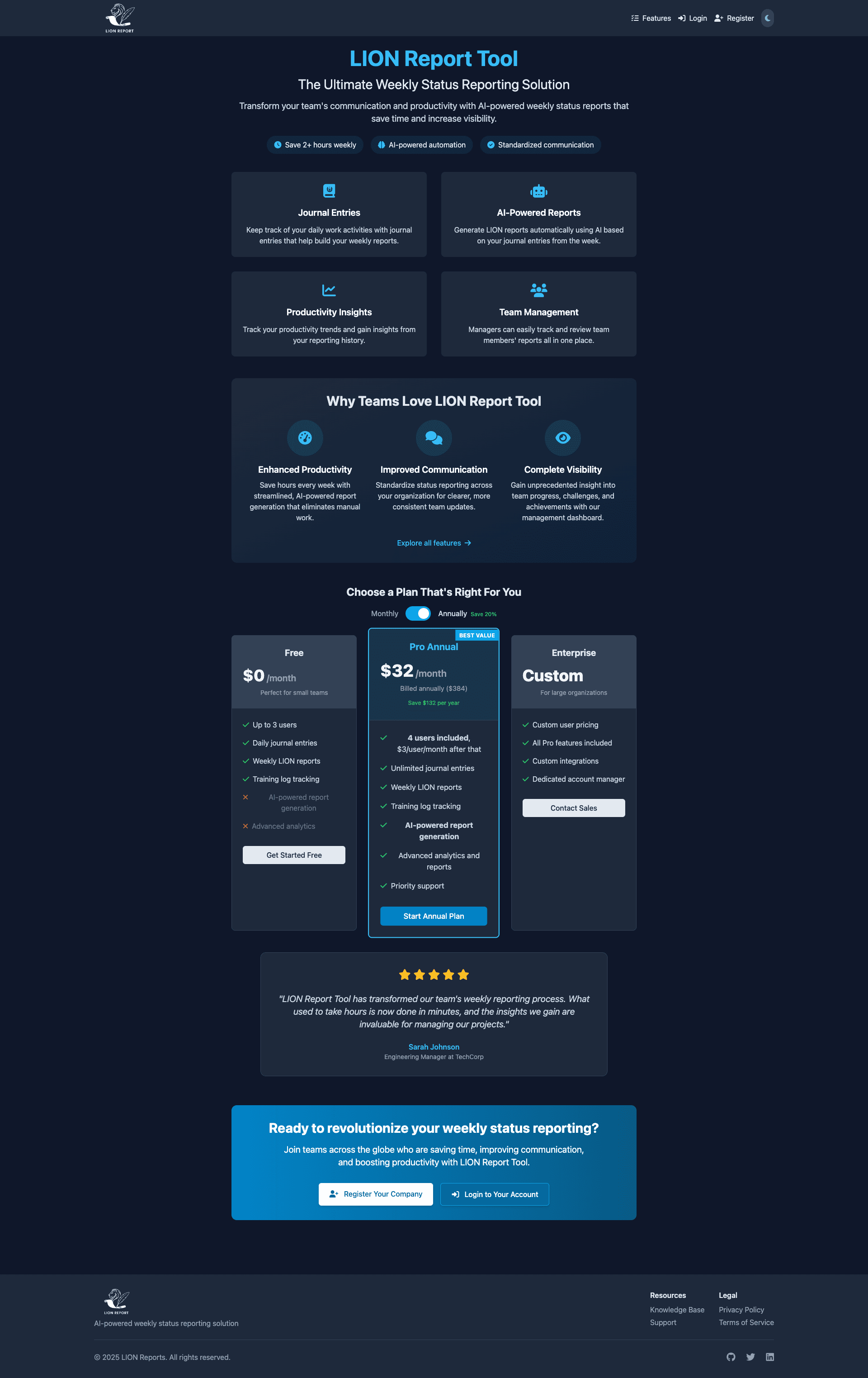 LION Report screenshot